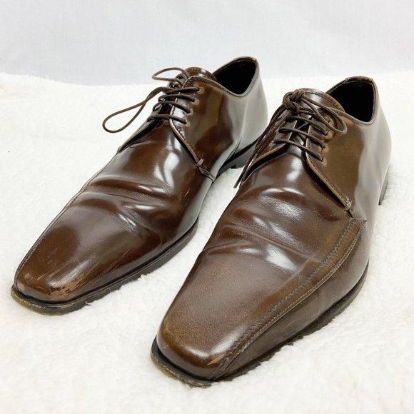 Prada Dark Brown Leather Oxford Shoes - Picture 1 of 16